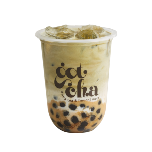 Salted caramel matcha latte