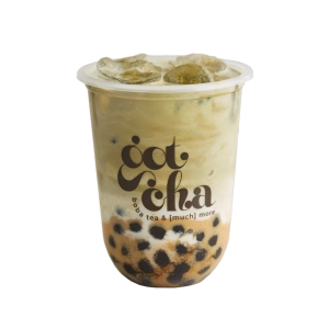 Salted caramel matcha latte